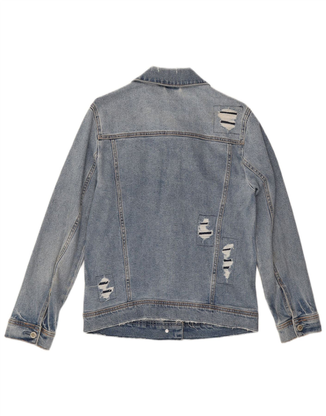 HOLLISTER Veste en jean vieilli pour femme UK 10 Small Bleu Coton