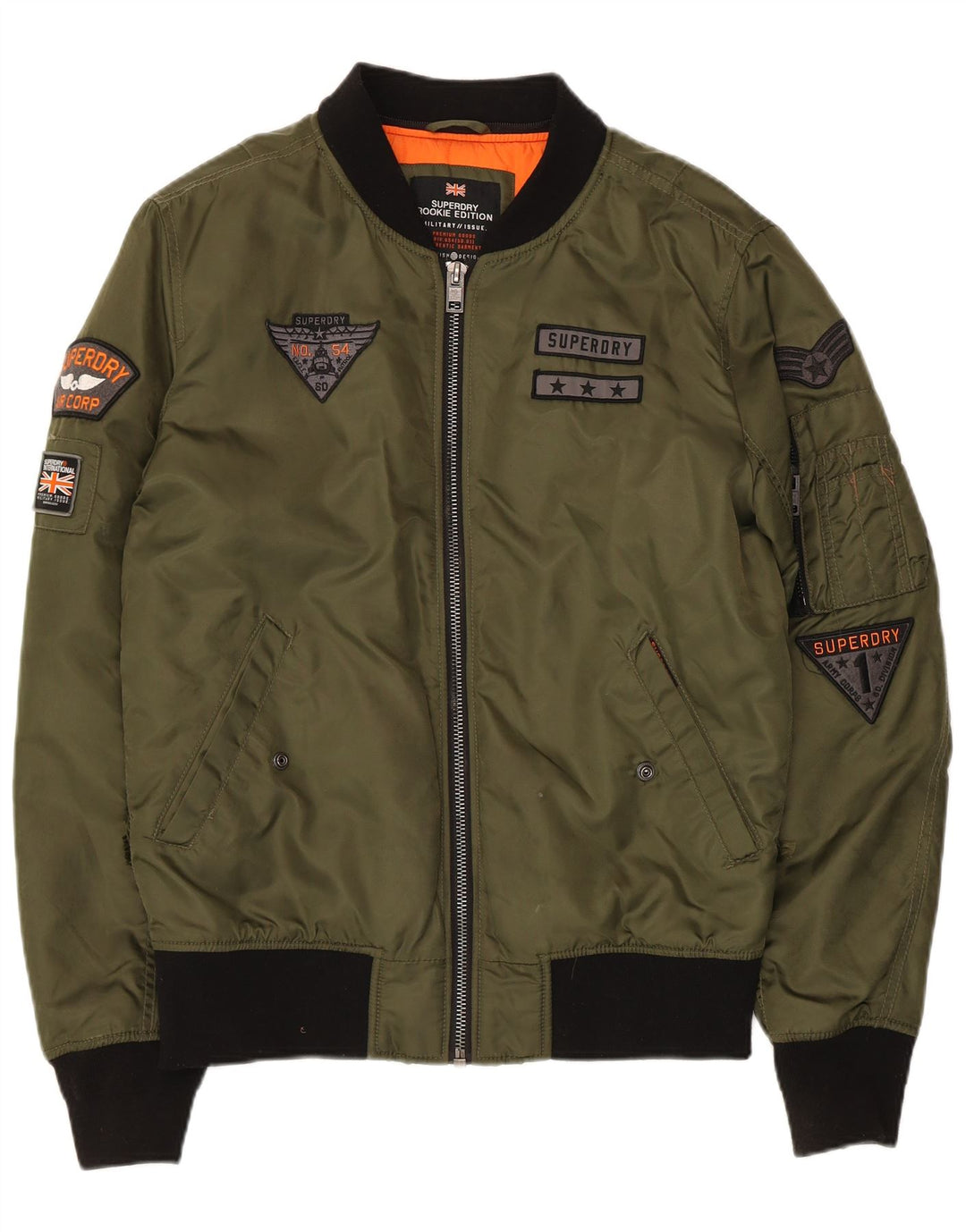 Superdry Veste Bomber Militaire Homme UK 38 Medium Kaki Nylon