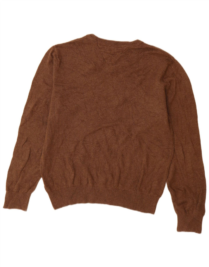 Tommy Hilfiger Pull Col V Homme Marron Moyen Coton