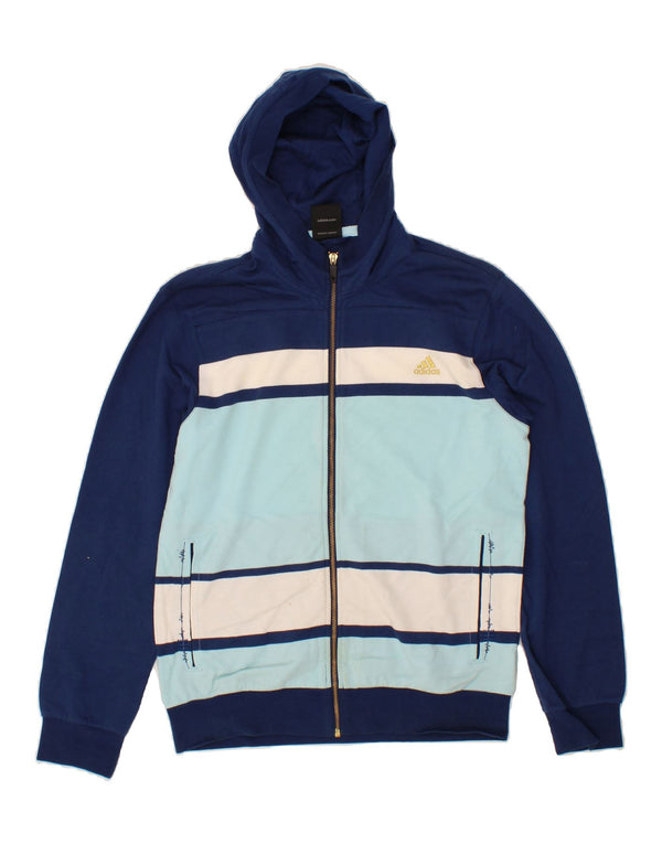 ADIDAS Pull à capuche zippé pour homme Petit coton colorblock bleu marine