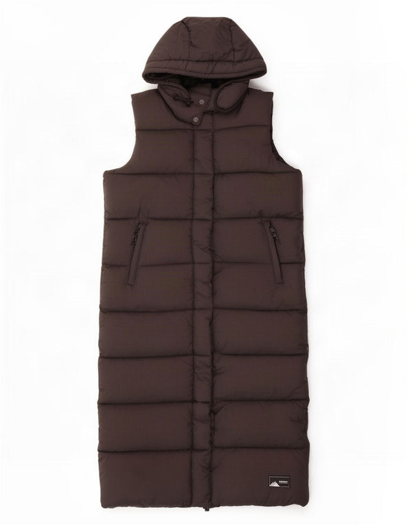 Superdry Gilet long à capuche rembourré pour homme UK 14 Medium Black Check Nylon