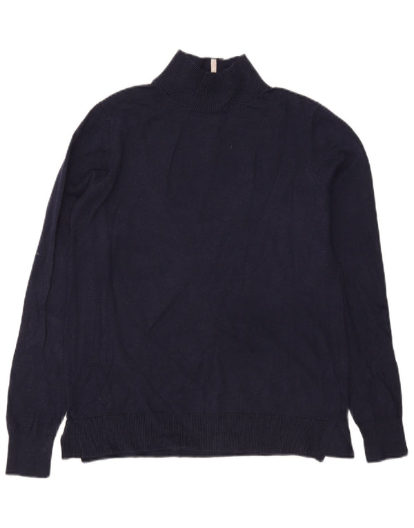 Joules Pull col roulé pour femme UK 12 Bleu marine moyen Coton