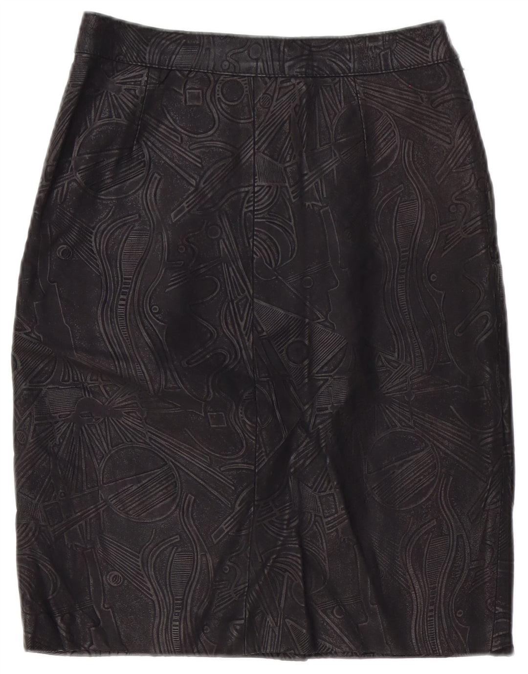 jupe en cuir femme vintage W26 Petit Noir Géométrique