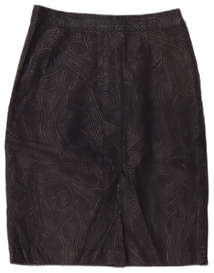 jupe en cuir femme vintage W26 Petit Noir Géométrique