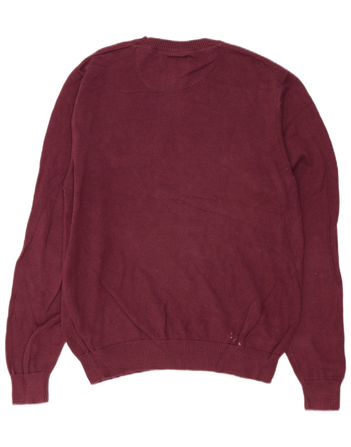 Marks & Spencer Pull à col rond pour homme en coton bordeaux moyen