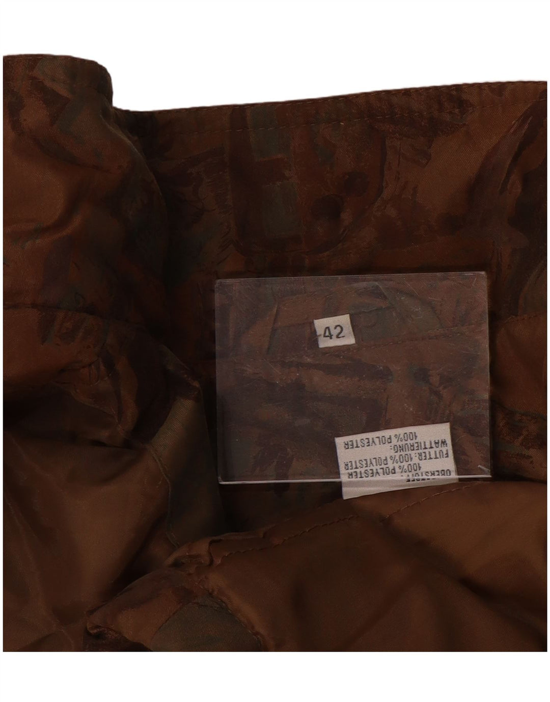 VINTAGE Femmes Coupe Ample Motif Abstrait Imperméable EU 42 Grand Marron