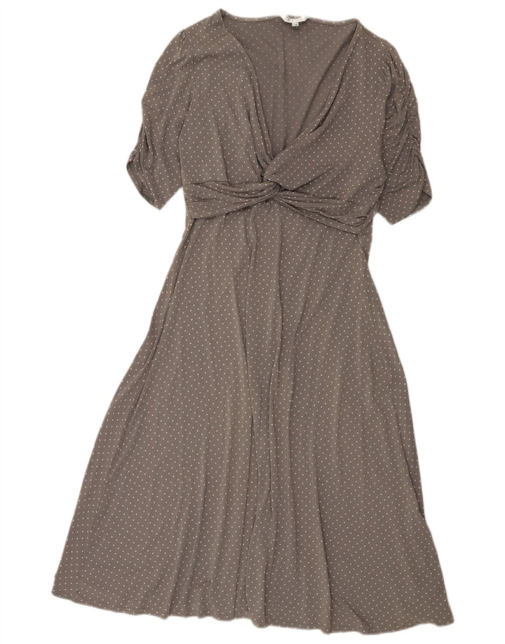 East Robe trapèze pour femme UK 44 Viscose à pois gris moyen