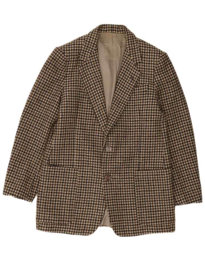 Reporter Veste Blazer 2 Boutons Homme IT 48 Laine Pied-de-Poule Marron Moyen