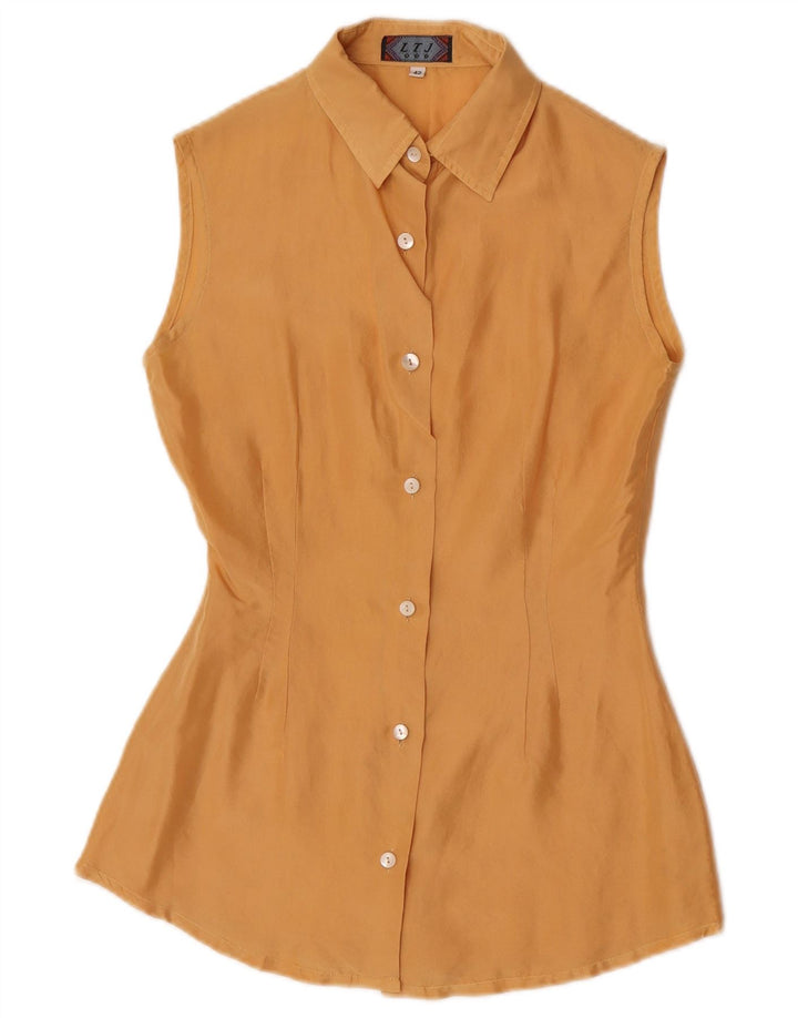 vintage Femme Chemise Sans Manches Blouse IT 42 Jaune Moyen