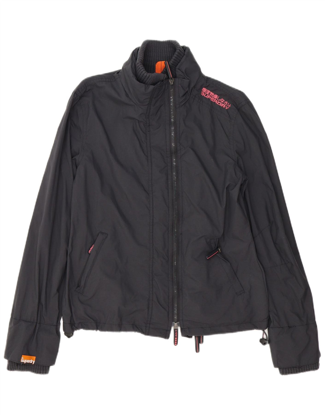 SUPERDRY Veste de pluie graphique pour femme UK 16 Large Gris Polyester