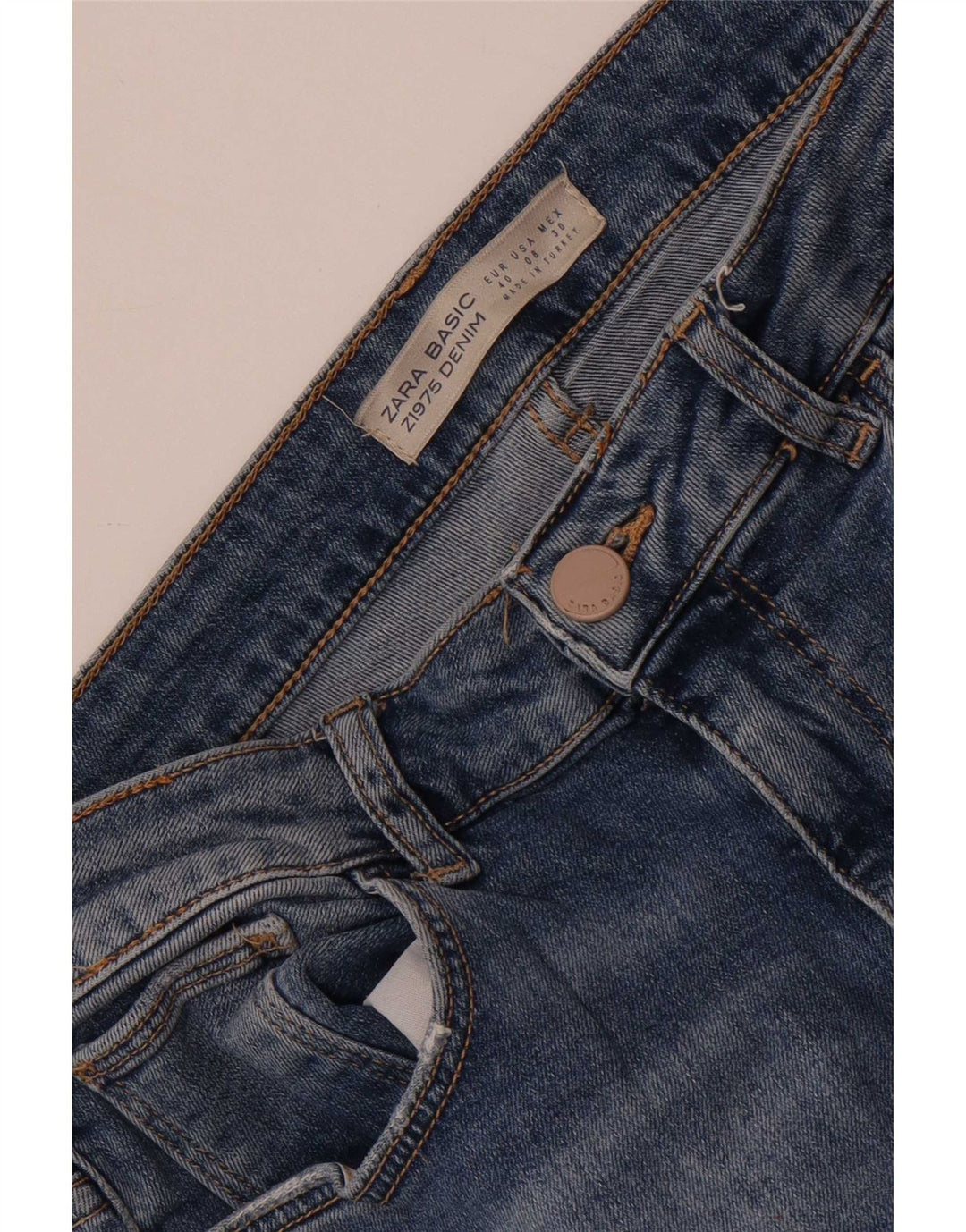Zara Jean skinny effet vieilli pour femme EU 40 Medium W30 L27 Bleu