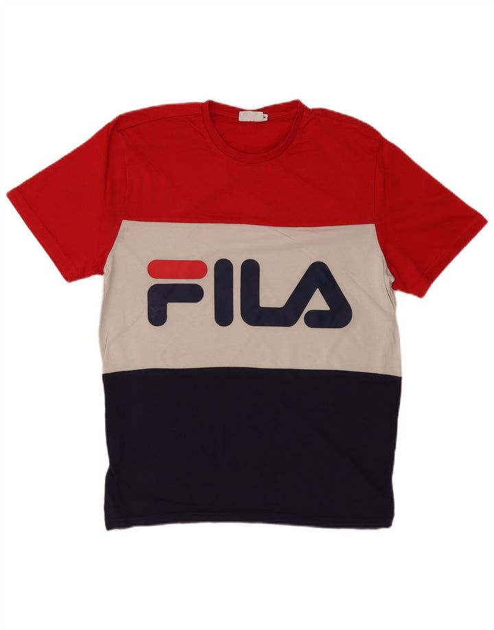 FILA T-Shirt Graphique Homme Coton Colorblock Multicolore Moyen