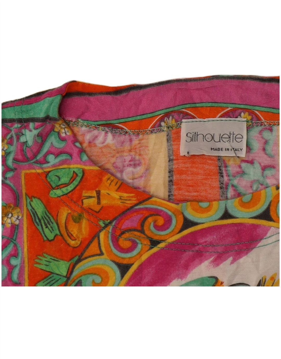 Silhouette Womens Graphic T-Shirt Top UK 16 Grand Patchwork Multicolore