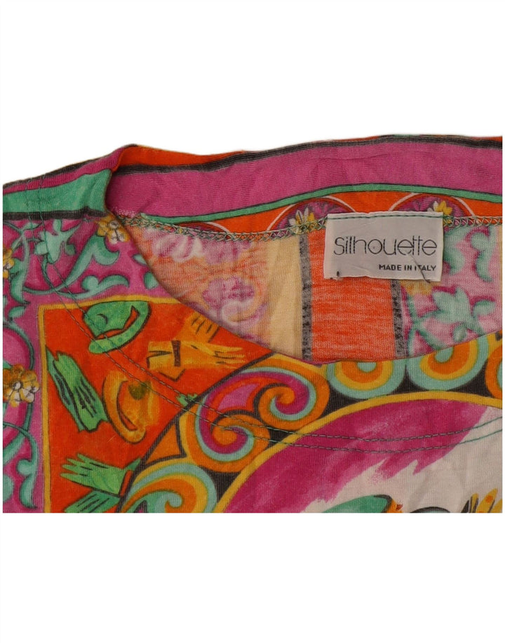Silhouette Womens Graphic T-Shirt Top UK 16 Grand Patchwork Multicolore