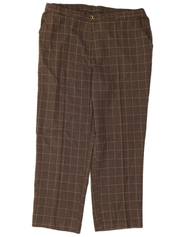 Marks & Spencer Pantalon décontracté pour femme UK 16 Large W34 L26 Marron à carreaux