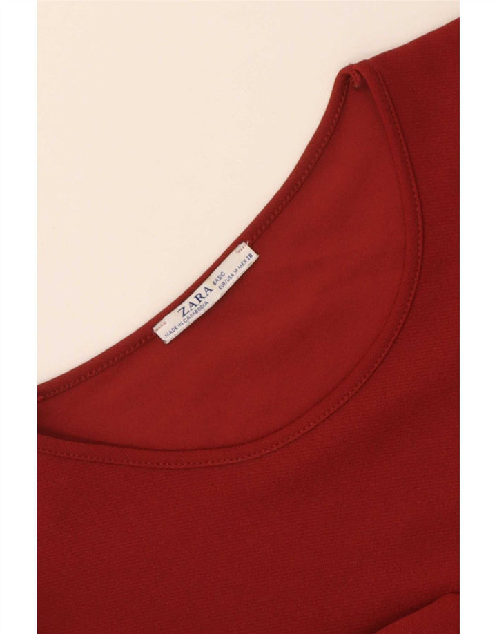 Zara Robe droite à manches 3/4 pour femme UK 14 Rouge moyen