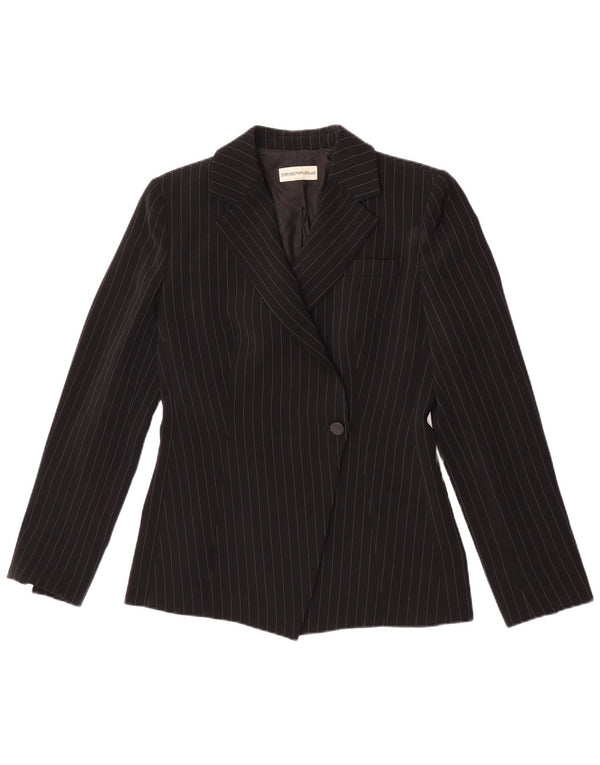 Emporio Armani Veste blazer à 1 bouton pour femme UK 8 Petites rayures noires