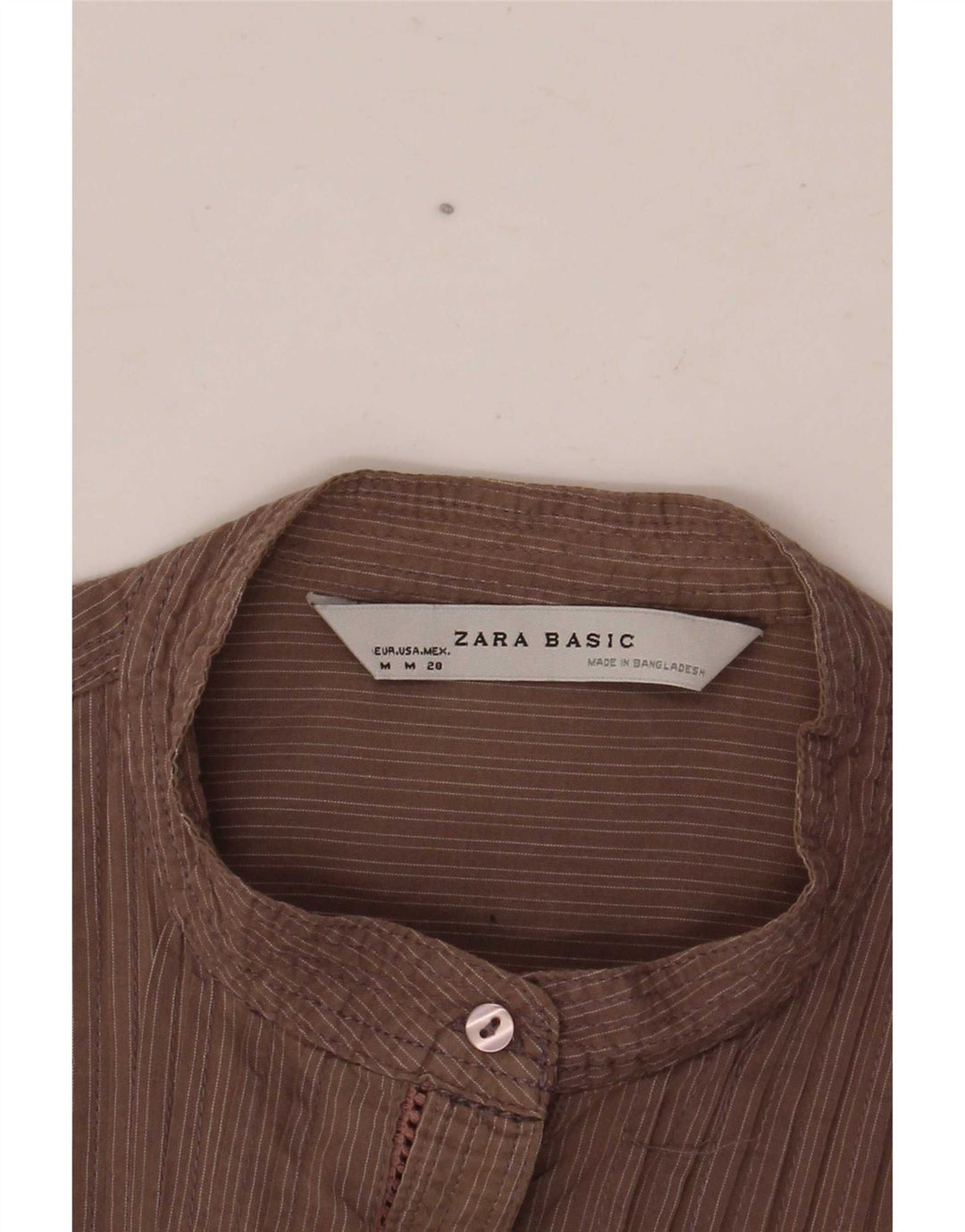Zara Chemise de smoking pour femme UK 12 Marron moyen rayé