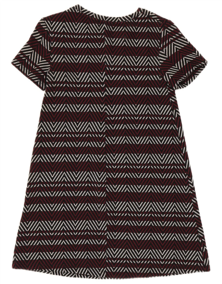 Zara Femme Trafaluc Basic Robe UK 8 Petit Bordeaux Chevron Polyester