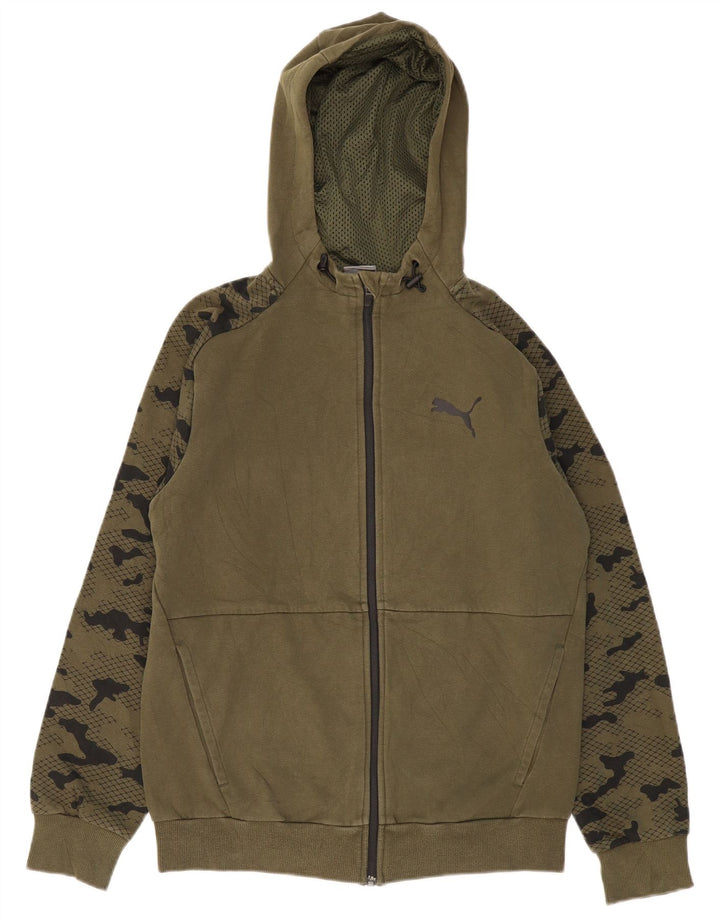PUMA Sweat à capuche zippé pour homme, petit, kaki, camouflage