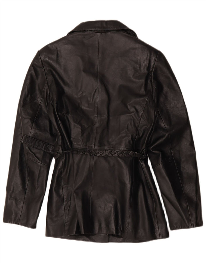 Conbipel Veste Blazer En Cuir 3 Boutons Femme IT 46 Grand Cuir Noir