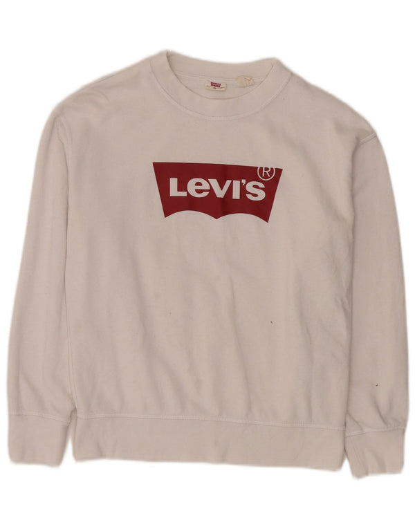 Levi's Sweat-Shirt Oversize Graphique Femme UK 6 XS Coton Blanc