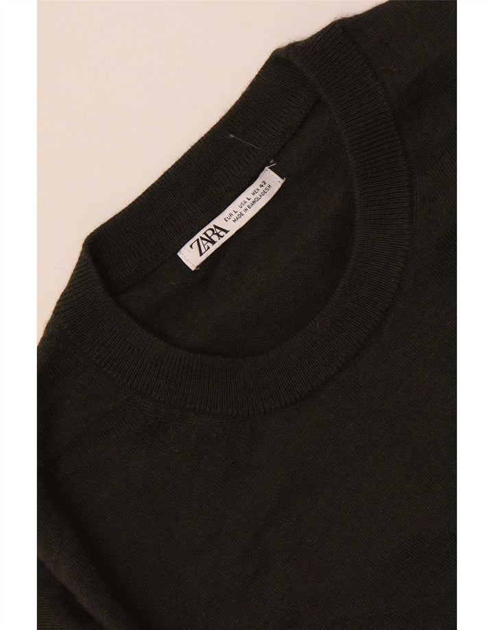 Zara Pull ras du cou pour homme, grand Kaki