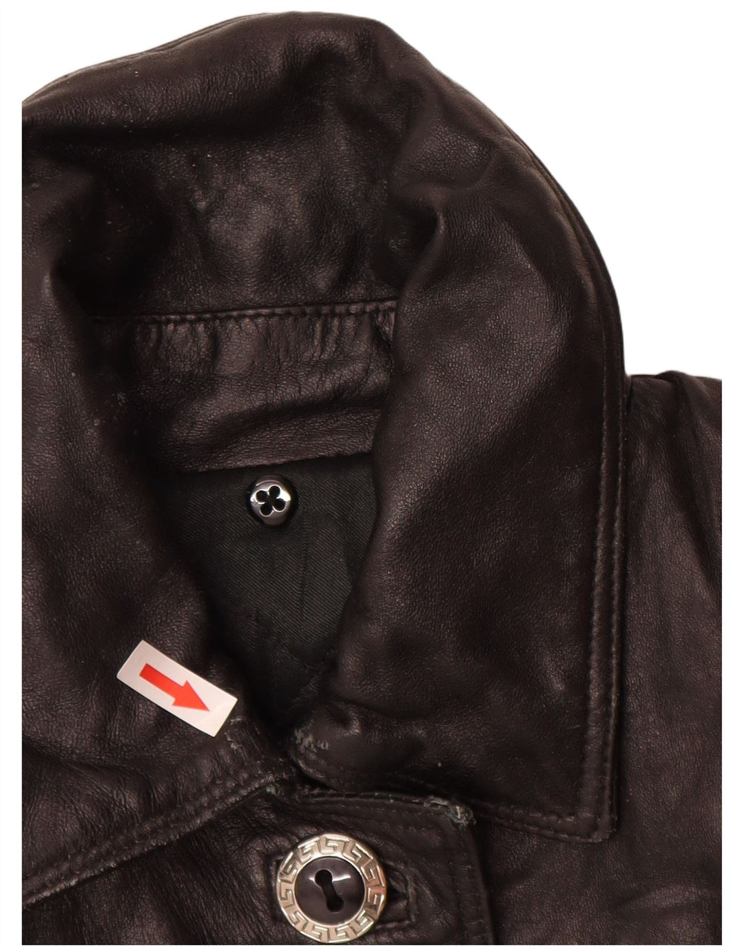 vintage Femmes Loose Fit Manteau en cuir UK 14 Cuir Noir Moyen