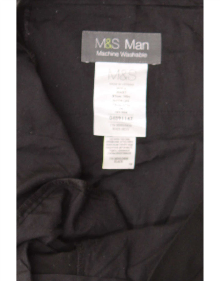 Marks & Spencer Pantalon de Costume Droit Homme W39 L31 Noir Polyester
