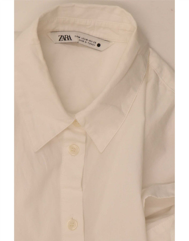 Zara Chemisier chemise à nouer sur le devant pour femme UK 12 Blanc moyen