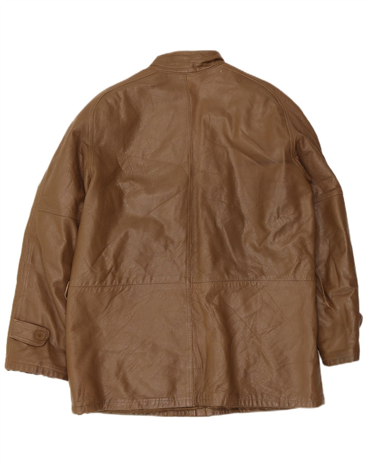 veste en cuir homme vintage IT 50 Grand cuir marron