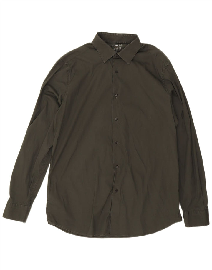 Massimo Dutti Chemise Homme Large Vert Coton