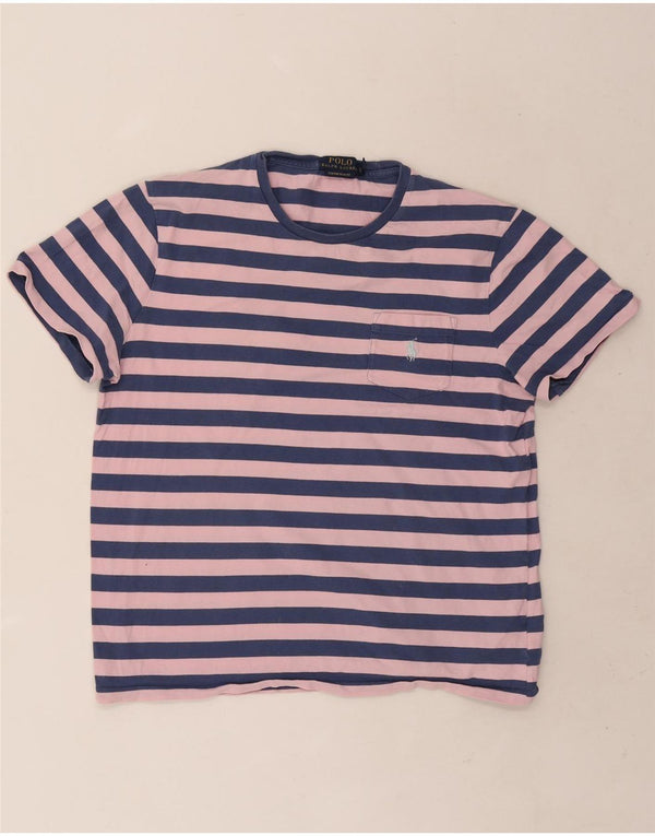 Polo Ralph Lauren T-shirt slim personnalisé pour hommes, grand rayé rose