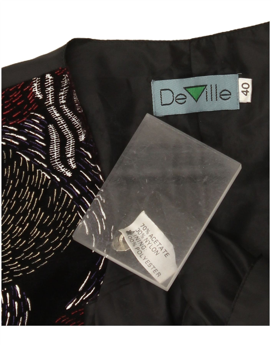 DE VILLE Gilet Femme EU 40 Acétate Géométrique Noir Moyen