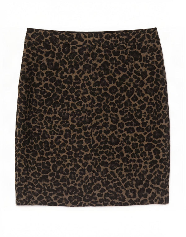 Marks & Spencer Jupe droite pour femme UK 16 Large W34 Beige Imprimé Animal