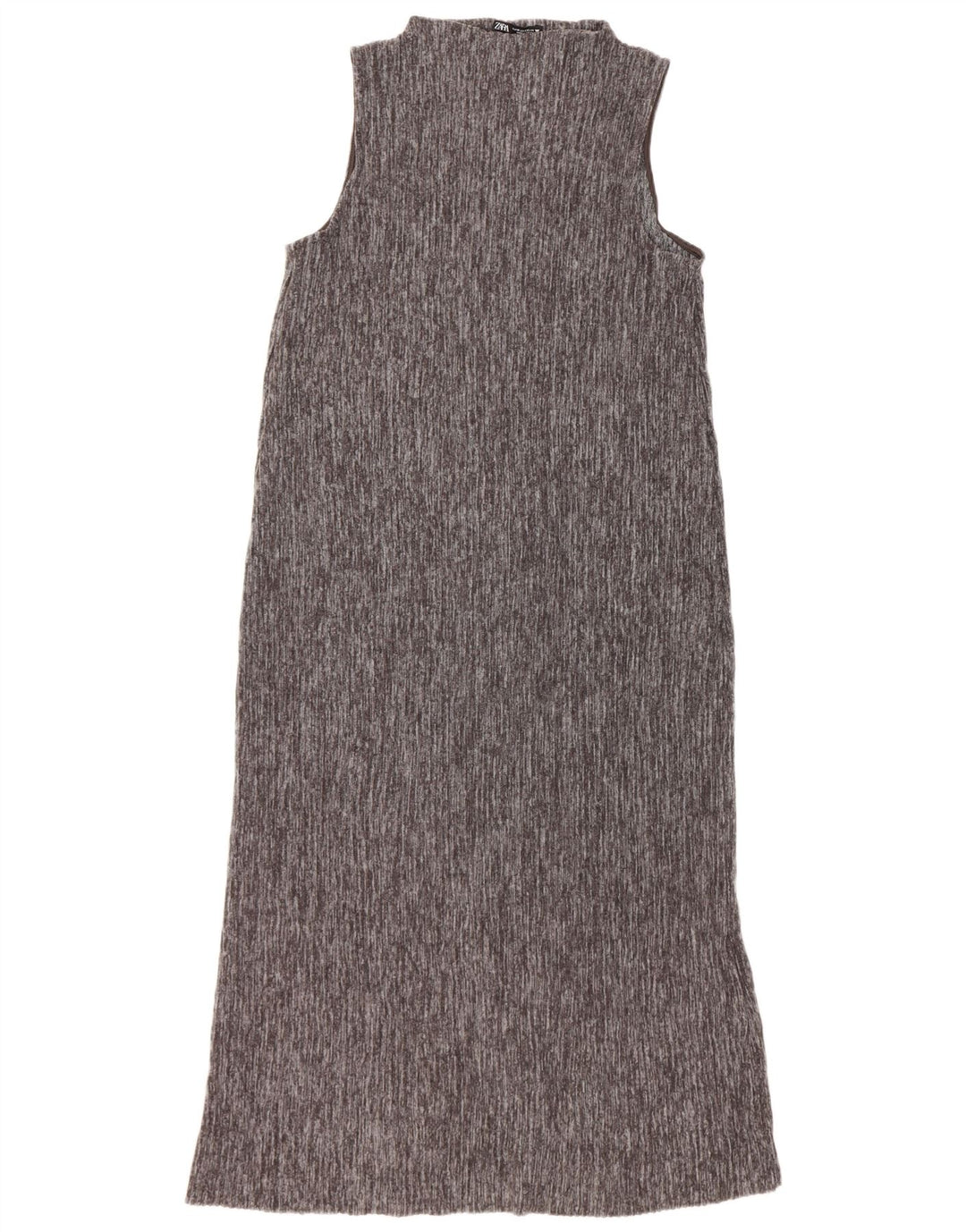 Zara Femme Robe Maxi Sans Manches UK 12 Gris Moyen Polyester