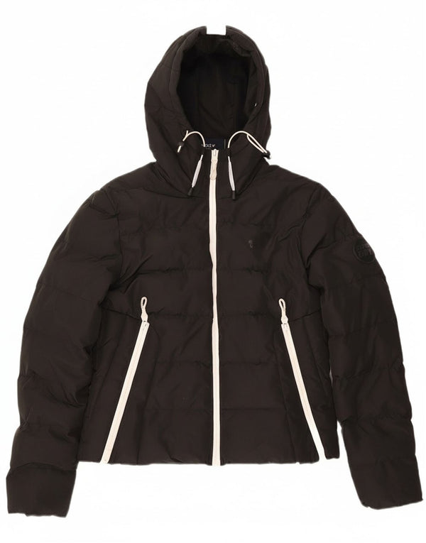 Superdry Veste matelassée à capuche surdimensionnée pour femme UK 8 Small Noir