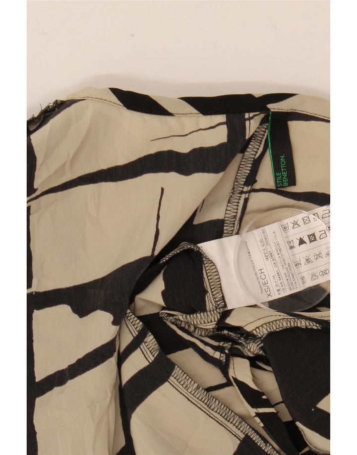 Benetton Robe droite à motif abstrait pour femme UK 6 XS Polyester blanc cassé