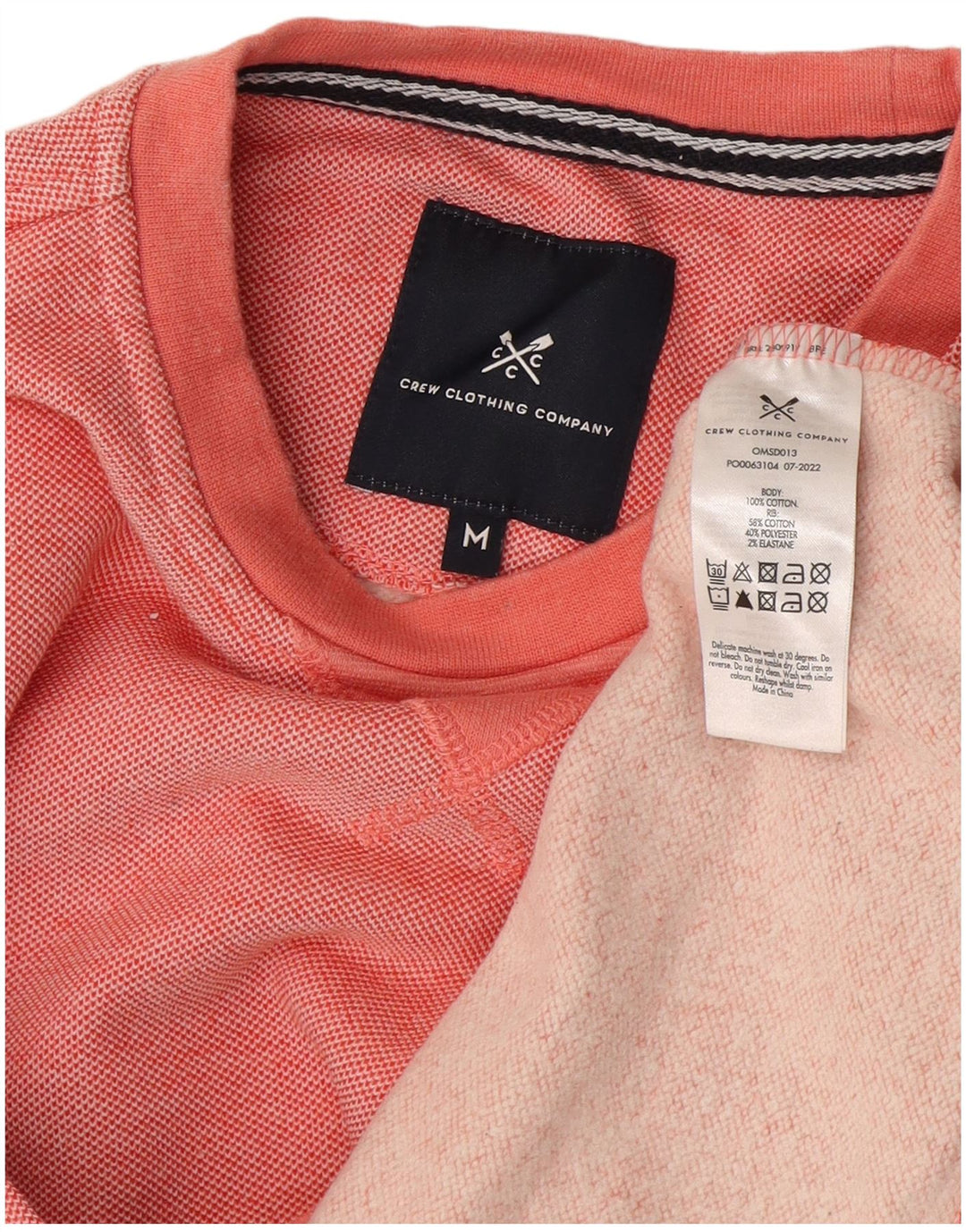 Crew Clothing Sweat-shirt pour homme en coton rose moyen