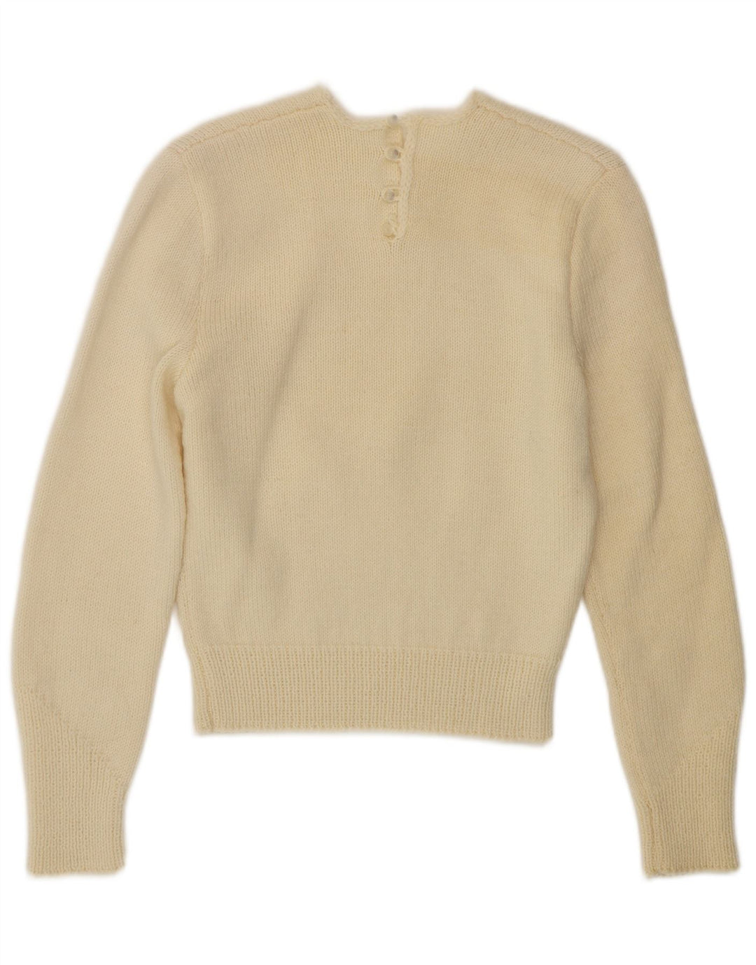 VINTAGE Pull ras du cou pour femme UK 10 Petit Blanc cassé