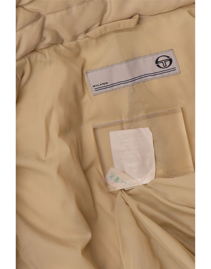 SERGIO TACCHINI Manteau rembourré à capuche pour femme UK 16 Large Beige Polyester