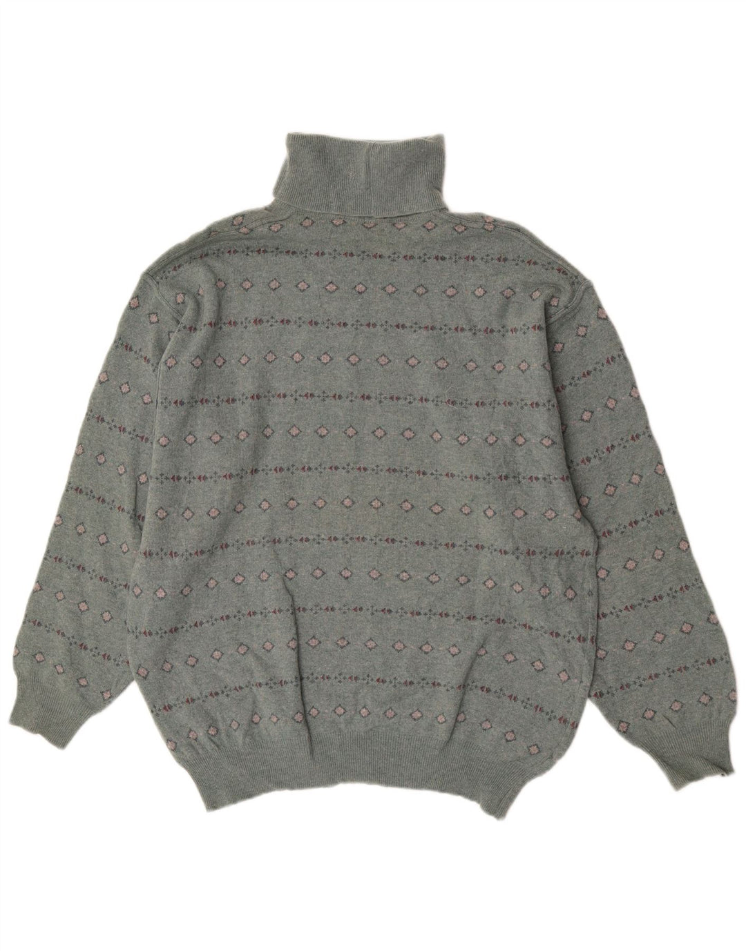 Bramante Pull col roulé pour homme en laine vierge géométrique Gris Large