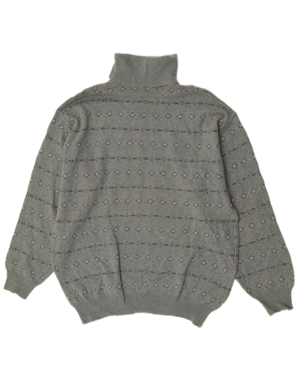 Bramante Pull col roulé pour homme en laine vierge géométrique Gris Large