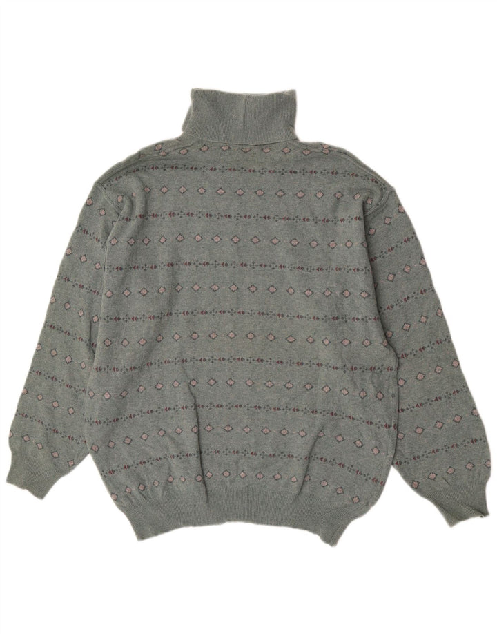 Bramante Pull col roulé pour homme en laine vierge géométrique Gris Large