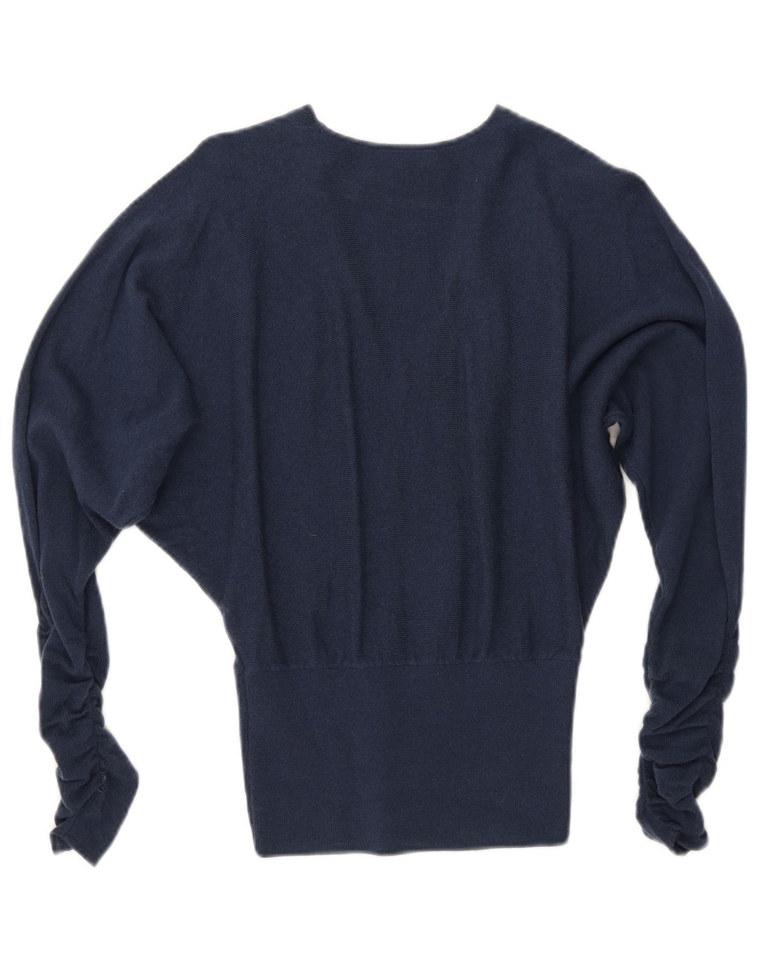 REISS Femme Batwing Col V Pull UK 6 XS Bleu Marine Laine