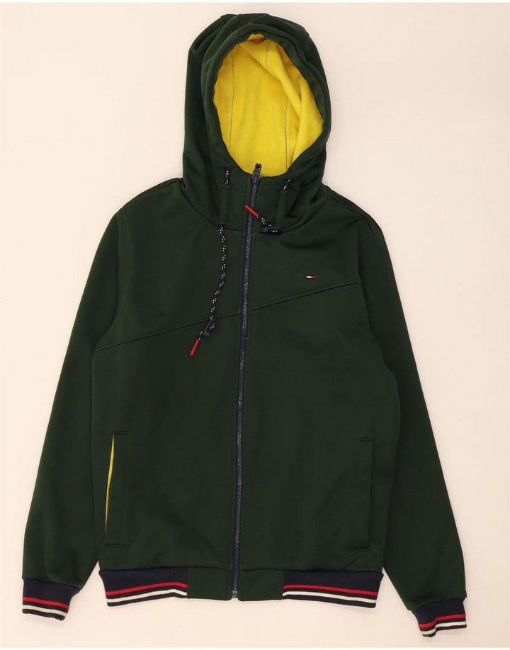 Tommy Hilfiger Pull à capuche zippé pour homme en polyester vert moyen