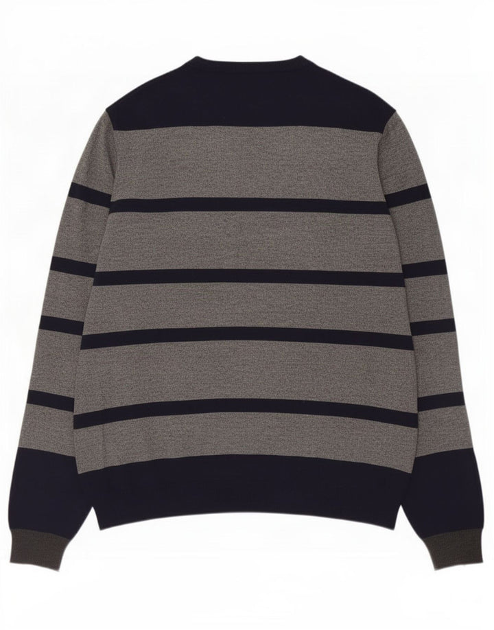 Sun68 Pull col rond pour homme en laine à rayures grises