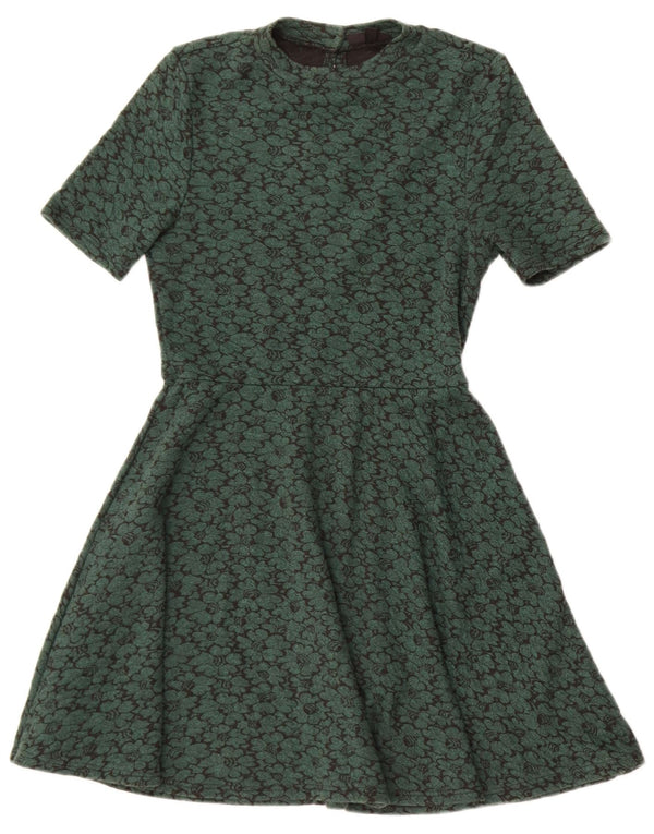 Topshop Robe trapèze pour femme UK 40 Petit vert floral en polyester
