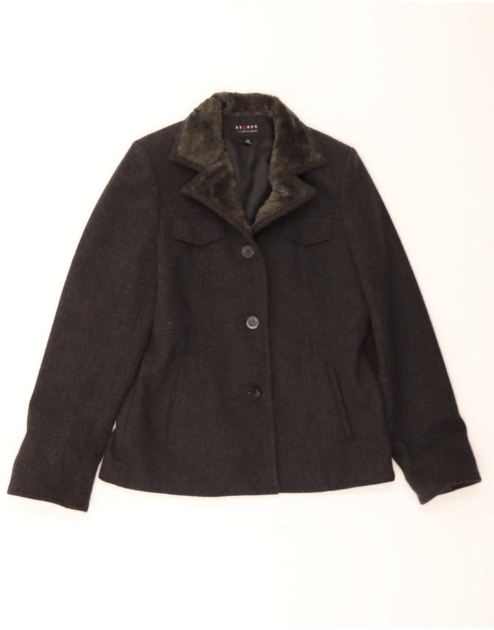 AXCESS Womens Jacket UK 16 Large Grey Wool Vintage Axcess and Second-Hand Axcess from Messina Hembry 