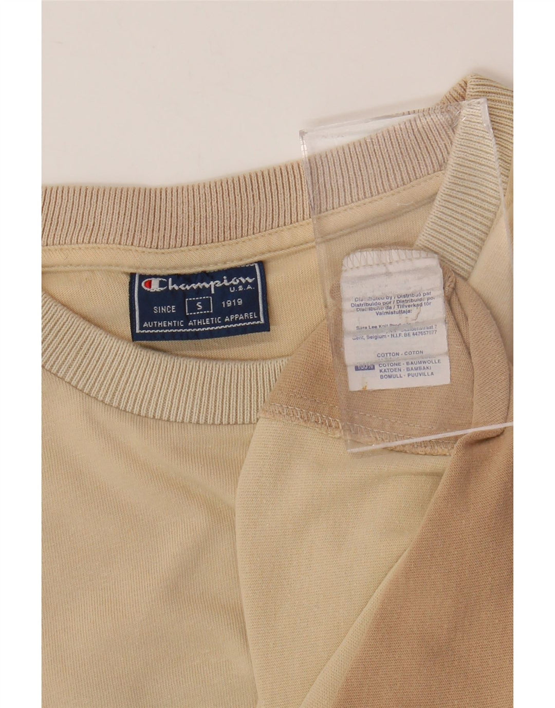 CHAMPION T-Shirt Homme Petit Beige Colorblock Coton